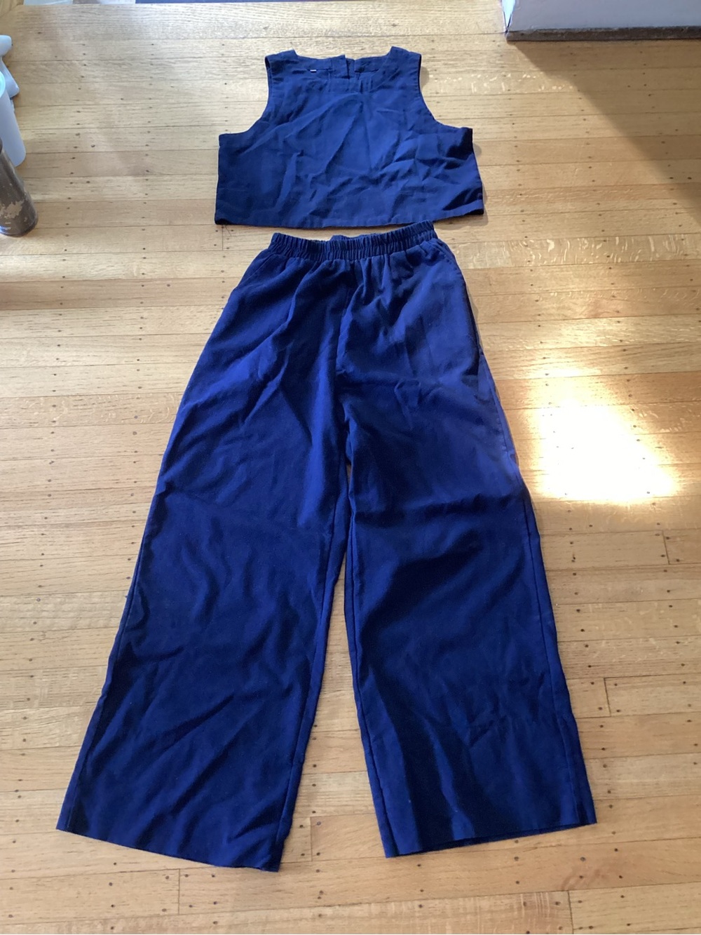 Women's Wide-Leg Pants and Top in Deep Navy